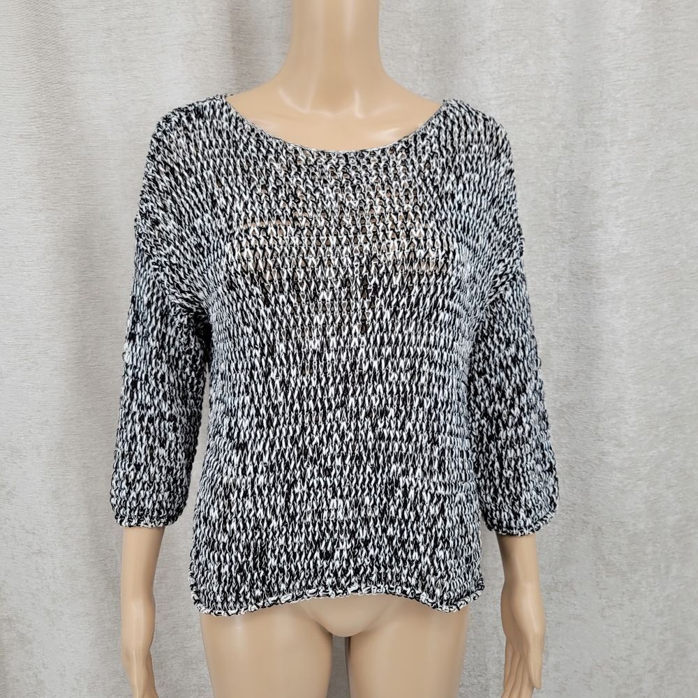 Eileen Fisher Organic Cotton Blend Scoop Neck Loose Knit Sweater Women's Small